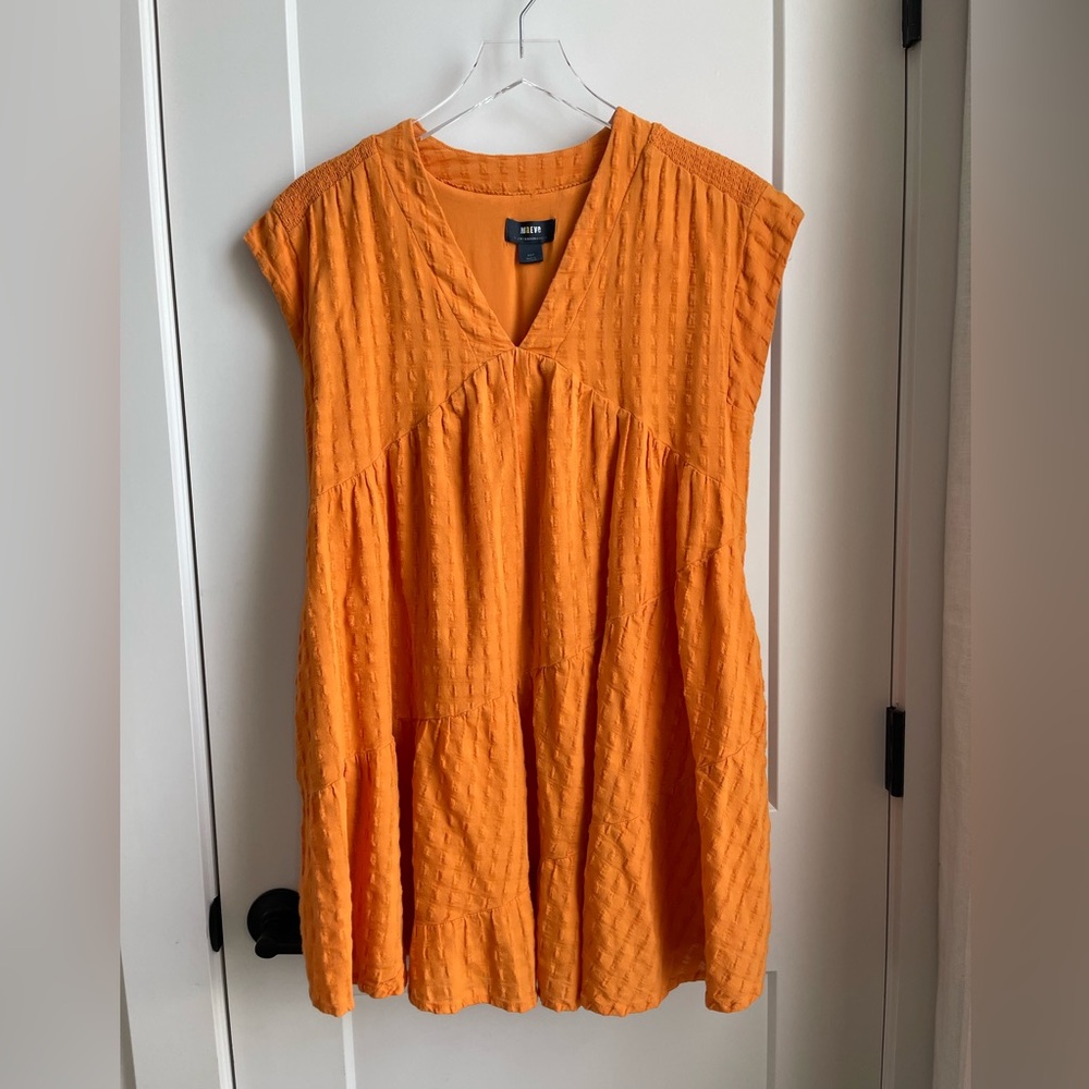 Anthropologie Maeve Size XSP Juliet Tiered Tunic Dress with Pockets Curry Orange